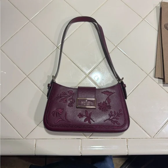 Kate Spade Burgundy Embroidered Women's Bag - Picture 2 of 2